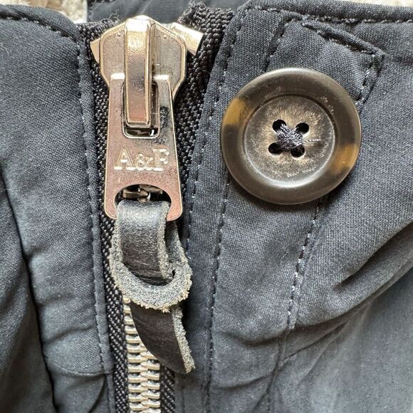 Abercrombie & Fitch Black Military Parka Sherpa-Lined Hooded Small *no Fur Trim* - Picture 9 of 12